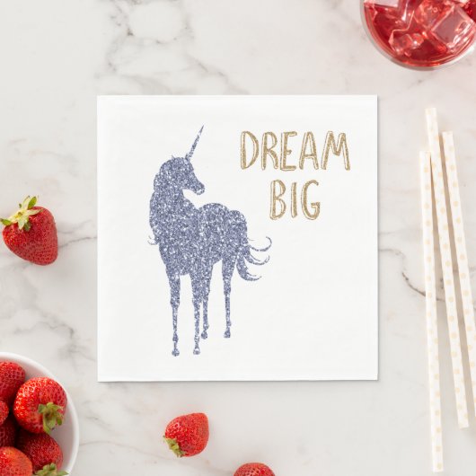 Serviette En Papier Parties scintillant d'or Dream Big Unicorn (En situation)