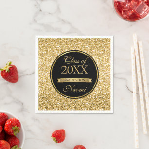 Serviette En Papier Parties scintillant D'Or Et Ruban