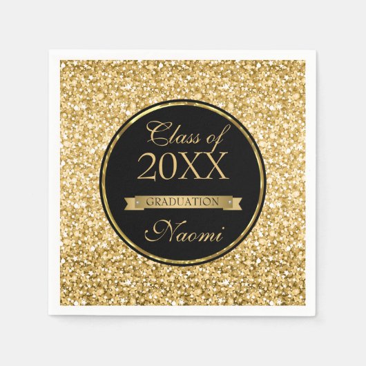 Serviette En Papier Parties scintillant D'Or Et Ruban (Devant)