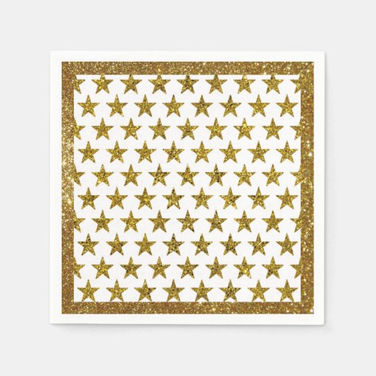 Serviette En Papier Parties scintillant d'or étoiles serviettes (Devant)