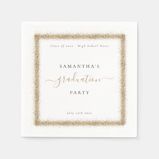 Serviette En Papier Parties scintillant d'or Frame Année Nom de la fêt (Devant)