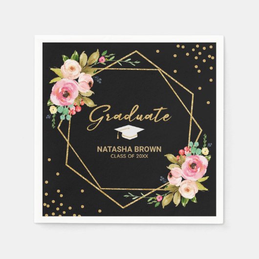 Serviette En Papier Parties scintillant d'or Géométrique à la main (Devant)