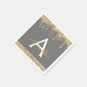 Serviette En Papier Parties scintillant d'or gris charbon noir Monogra (Coin)