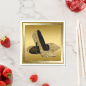 Serviette En Papier Parties scintillant d'or haut talon (En situation)
