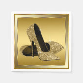 Serviette En Papier Parties scintillant d'or haut talon (Devant)