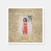 Serviette En Papier Parties scintillant d'or heureux 15e anniversaire  (Devant)