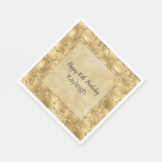 Serviette En Papier Parties scintillant d'or - Impression de girafe (Coin)