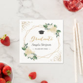 Serviette En Papier Parties scintillant d'or ivoire Green Floral Gradu (En situation)