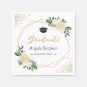 Serviette En Papier Parties scintillant d'or ivoire Green Floral Gradu (Devant)