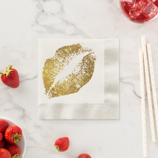 Serviette En Papier Parties scintillant d'or lèvres #5 (En situation)