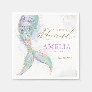 Serviette En Papier Parties scintillant d'or Mermaid Queue sous la mer