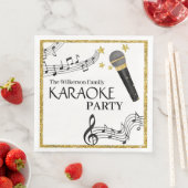 Serviette En Papier Parties scintillant d'or Microphone notes de musiq (En situation)