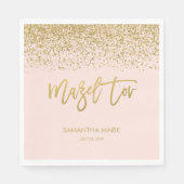 Serviette En Papier Parties scintillant d'or moderne Blush Rose Faux M (Devant)