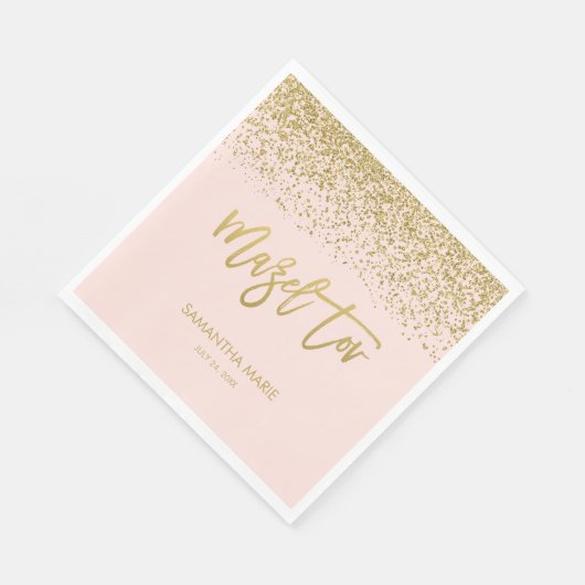 Serviette En Papier Parties scintillant d'or moderne Blush Rose Faux M (Coin)