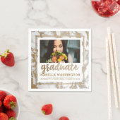 Serviette En Papier Parties scintillant d'or moderne et photo de marbr (En situation)