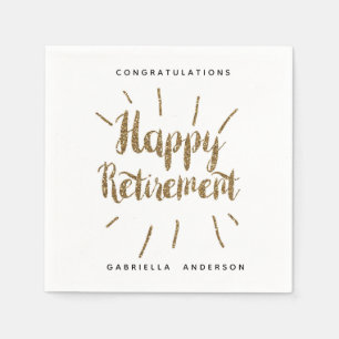 Serviette En Papier Parties scintillant d'or moderne joyeuse retraite