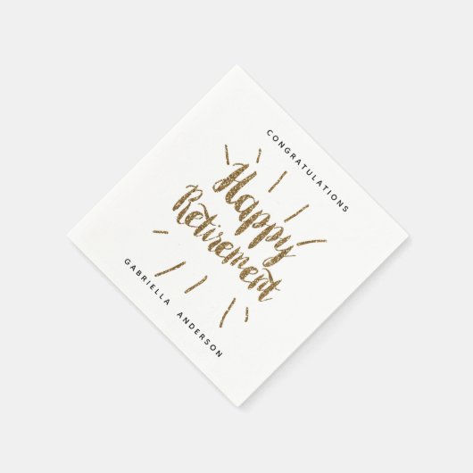 Serviette En Papier Parties scintillant d'or moderne joyeuse retraite (Coin)