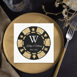 Serviette En Papier Parties scintillant d'or Monogram Poker Chip Casin<br><div class="desc">Célébrez dans le style avec ces serviettes mariages design et très tendance. Ce design est facile à personnaliser avec votre libellé d'événement spécial et vos invités seront ravis quand ils verront ces fabuleuses serviettes.</div>