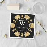 Serviette En Papier Parties scintillant d'or Monogram Poker Chip Casin<br><div class="desc">Célébrez dans le style avec ces serviettes mariages design et très tendance. Ce design est facile à personnaliser avec votre libellé d'événement spécial et vos invités seront ravis quand ils verront ces fabuleuses serviettes.</div>