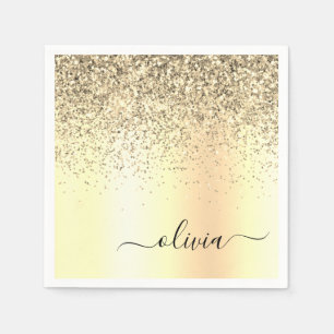 Serviette En Papier Parties scintillant d'or Monogramme métallique Nom