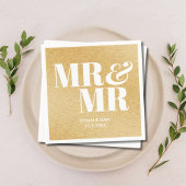 Serviette En Papier Parties scintillant d'or Mr & Mr Mariage personnal
