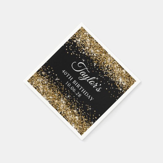 Serviette En Papier Parties scintillant d'or Noir 40e anniversaire (Coin)