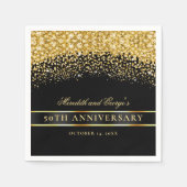 Serviette En Papier Parties scintillant d'or noir 50e anniversaire (Devant)