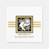 Serviette En Papier Parties scintillant d'or noir blanc glace Patinage (Devant)