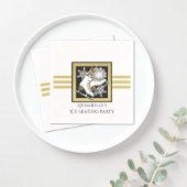 Serviette En Papier Parties scintillant d'or noir blanc glace Patinage