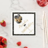 Serviette En Papier Parties scintillant d'or noir moderne étincelle n' (En situation)