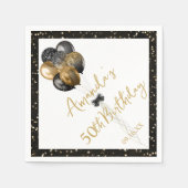 Serviette En Papier Parties scintillant d'or noir moderne étincelle n' (Devant)