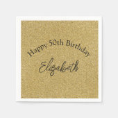 Serviette En Papier Parties scintillant d'or noir serviettes d'anniver (Devant)