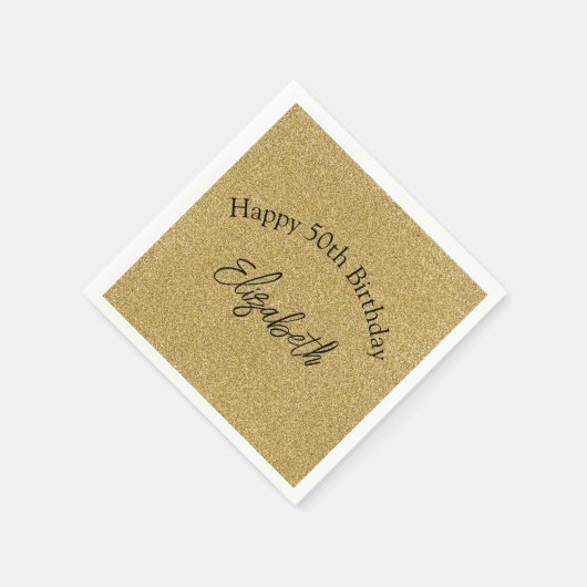 Serviette En Papier Parties scintillant d'or noir serviettes d'anniver (Coin)