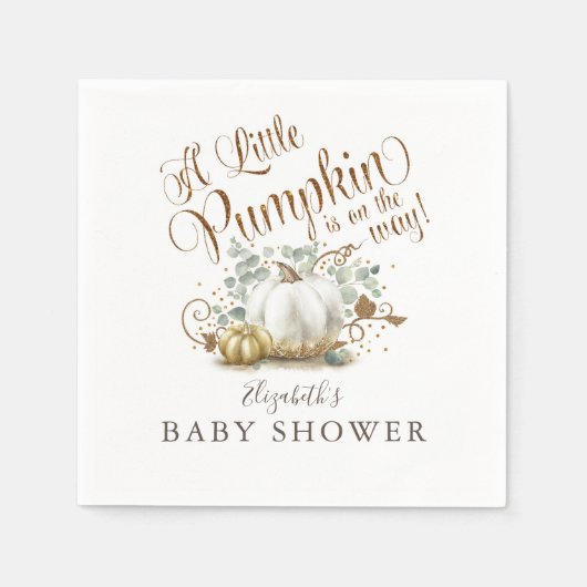 Serviette En Papier Parties scintillant d'or petit Citrouille Baby sho (Devant)