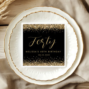 Serviette En Papier Parties scintillant d'or Quarante Anniversaire Fêt