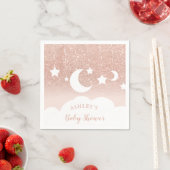 Serviette En Papier parties scintillant d'or rose étoile de lune baby  (En situation)