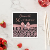 Serviette En Papier Parties scintillant d'or rose Floral Damask 50e an (En situation)