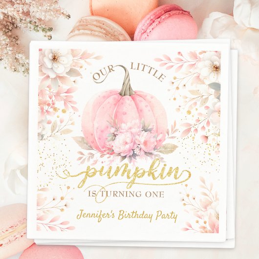 Serviette En Papier Parties scintillant d'or Rose Floral fille Citroui