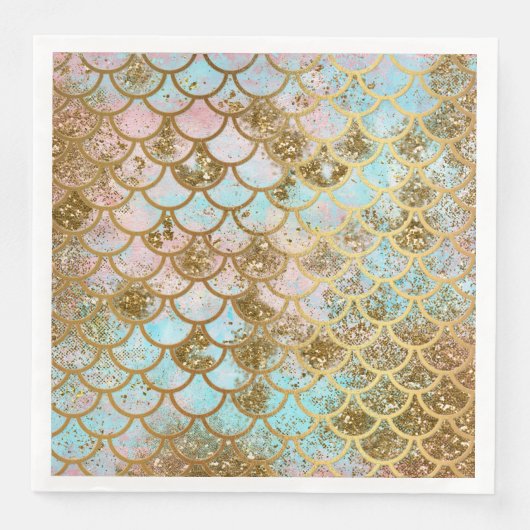Serviette En Papier Parties scintillant d'or rose Iridescente Balances (Devant)