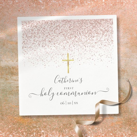 Serviette En Papier Parties scintillant d'or Rose moderne Première com