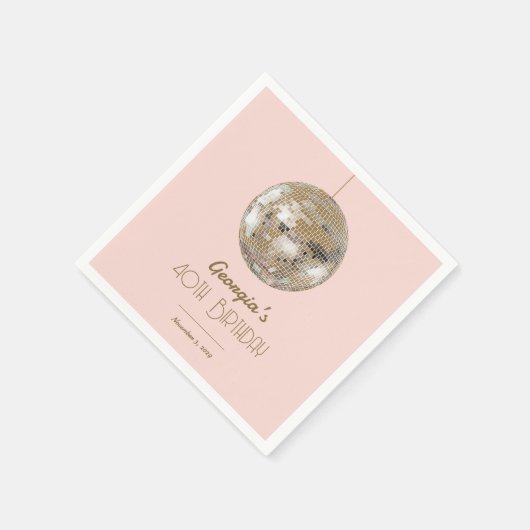 Serviette En Papier Parties scintillant d'or rose vif Disco Ball Anniv (Coin)