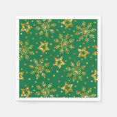 Serviette En Papier Parties scintillant d'or Stars & Snowflakes Napkin (Devant)