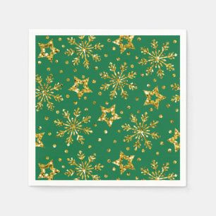 Serviette En Papier Parties scintillant d'or Stars & Snowflakes Napkin