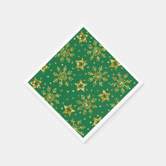 Serviette En Papier Parties scintillant d'or Stars & Snowflakes Napkin (Coin)