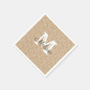 Serviette En Papier Parties scintillant d'or Sunset & Étincelle Monogr