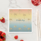 Serviette En Papier Parties scintillant d'or Sunset Palm Trees (En situation)
