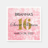 Serviette En Papier Parties scintillant d'or Sweet 16 serviette person (Devant)