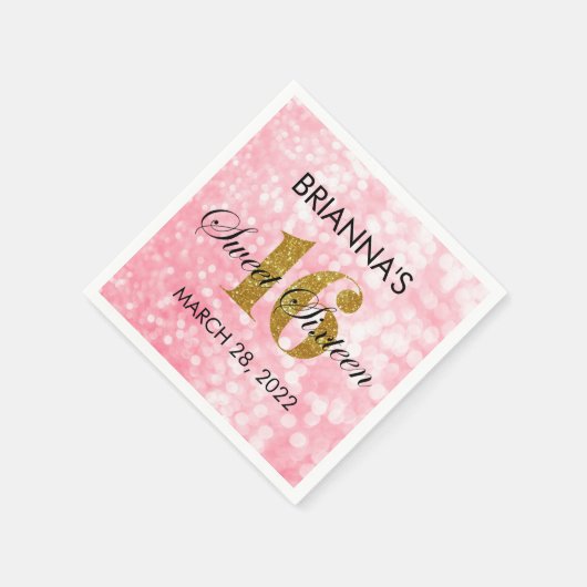 Serviette En Papier Parties scintillant d'or Sweet 16 serviette person (Coin)
