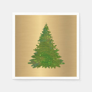 Serviette En Papier Parties scintillant d'or verte tendance Noël