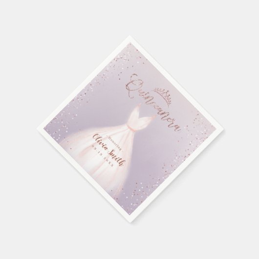 Serviette En Papier Parties scintillant d'or violet rose avec robe qui (Coin)